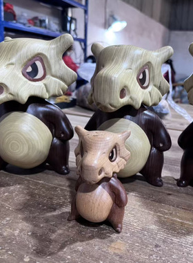 巨卡拉实木手办雕刻桌面装饰品手工高端创意摆件神奇宝贝治愈礼品