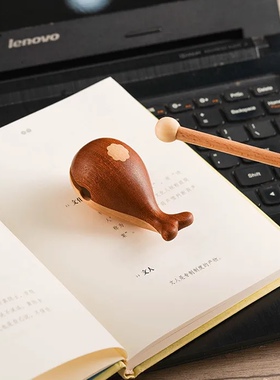鲸木鱼敲打静心解压办公室治愈打击乐器佛系实木摆件玩具可爱礼物