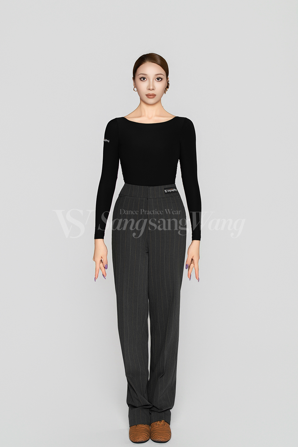 sswang舞服女士拉丁舞桑老师秋冬显瘦高腰西裤教师服集训穿搭女裤 - 图1