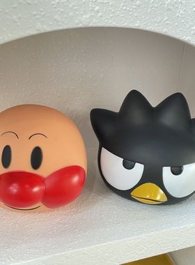 可爱光头面包超人公仔存钱罐 大红脸储蓄罐复古摆件可戴帽子BH217