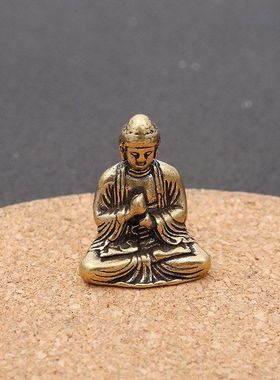 新款客厅桌面黄铜复古摆件便携佛铜像风水钥匙扣工艺品挂件批发