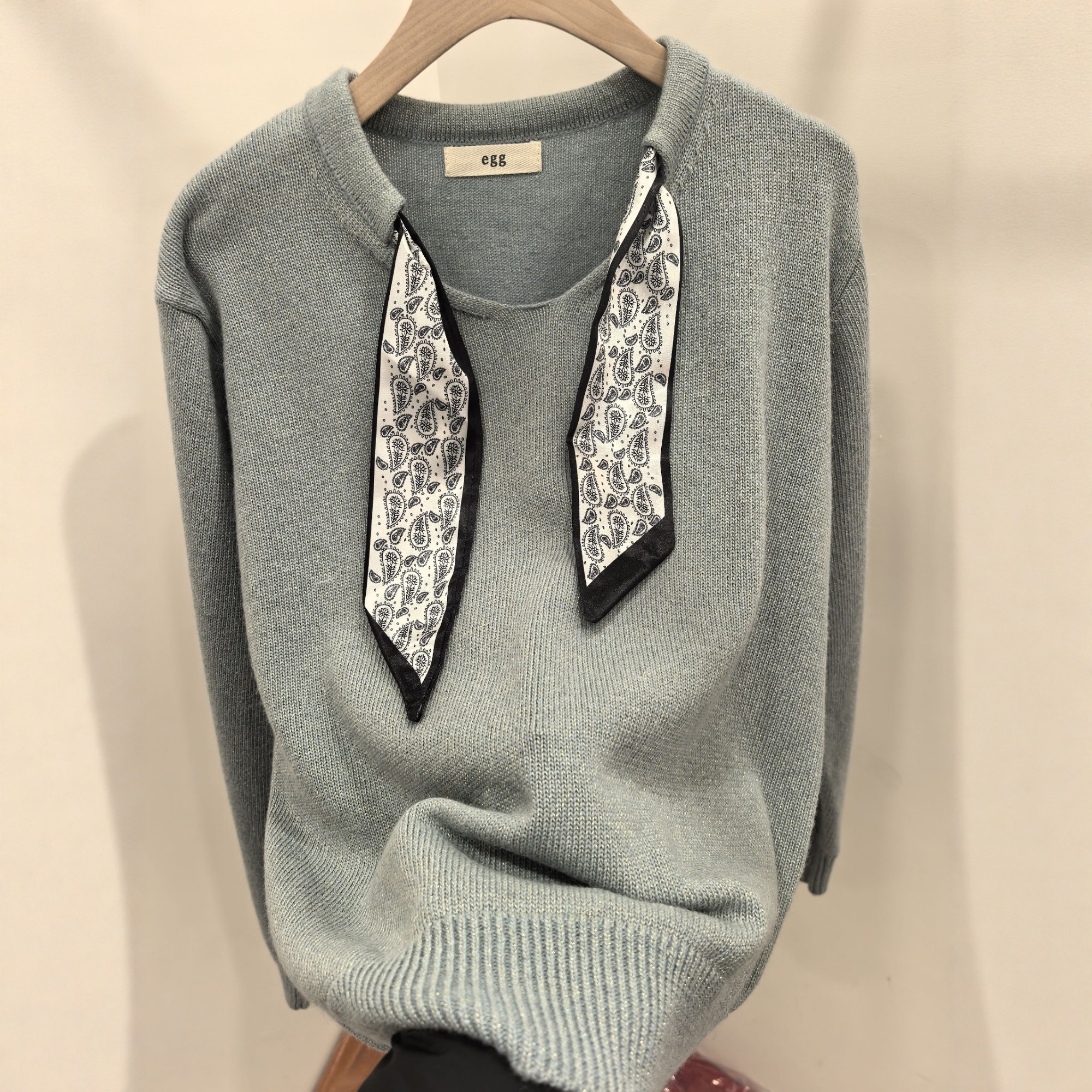 2025冬季新款韩版宽松系带丝巾亮丝浣熊绒羊毛针织衫女毛衣打底衫,淘宝优惠券,粉丝福利购,淘宝优惠卷