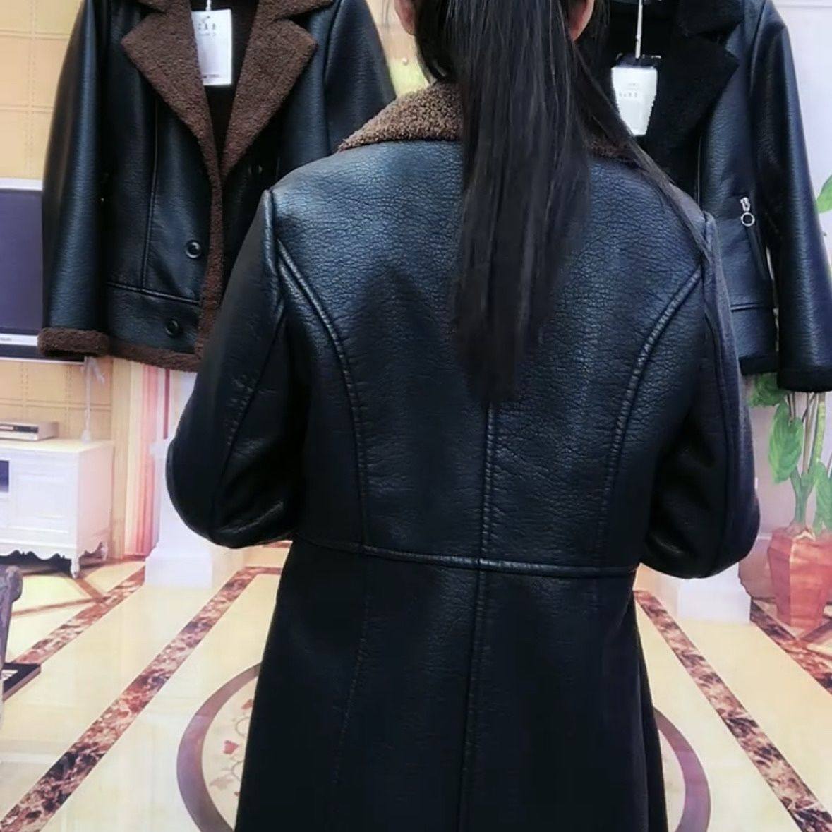 皮毛一体女皮衣中长款加绒加厚抗寒保暖外套冬季新款收腰大码休闲,淘宝优惠券,粉丝福利购,淘宝优惠卷