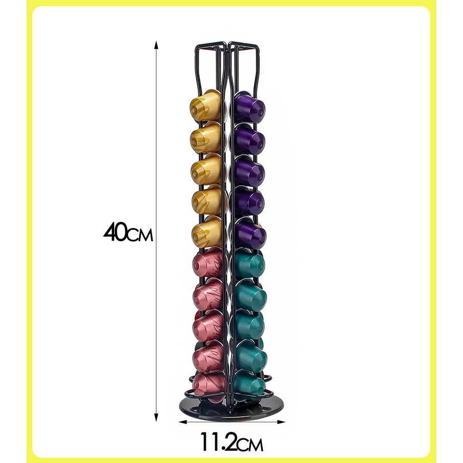 咖啡胶囊收纳Nespress小胶囊咖啡架储放可旋转胶囊咖啡金属架黑色 - 图1