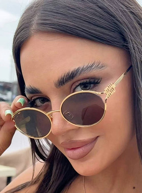夏季新品太阳眼镜椭圆形ins高级感墨镜女时尚穿搭网红眼镜