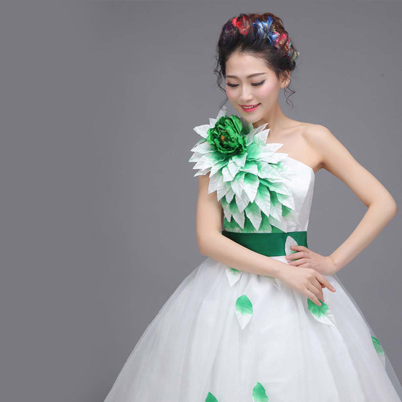 2022新款显瘦单肩晚装礼服唱歌舞台演出服 长款蓬蓬裙主持人礼服,淘宝优惠券,粉丝福利购,淘宝优惠卷