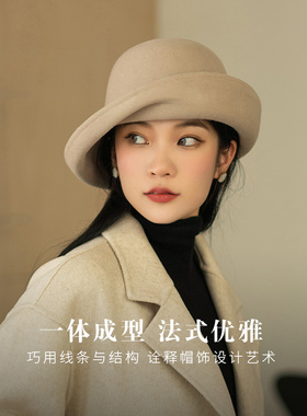 疯帽子羊毛呢渔夫帽逛街拍照