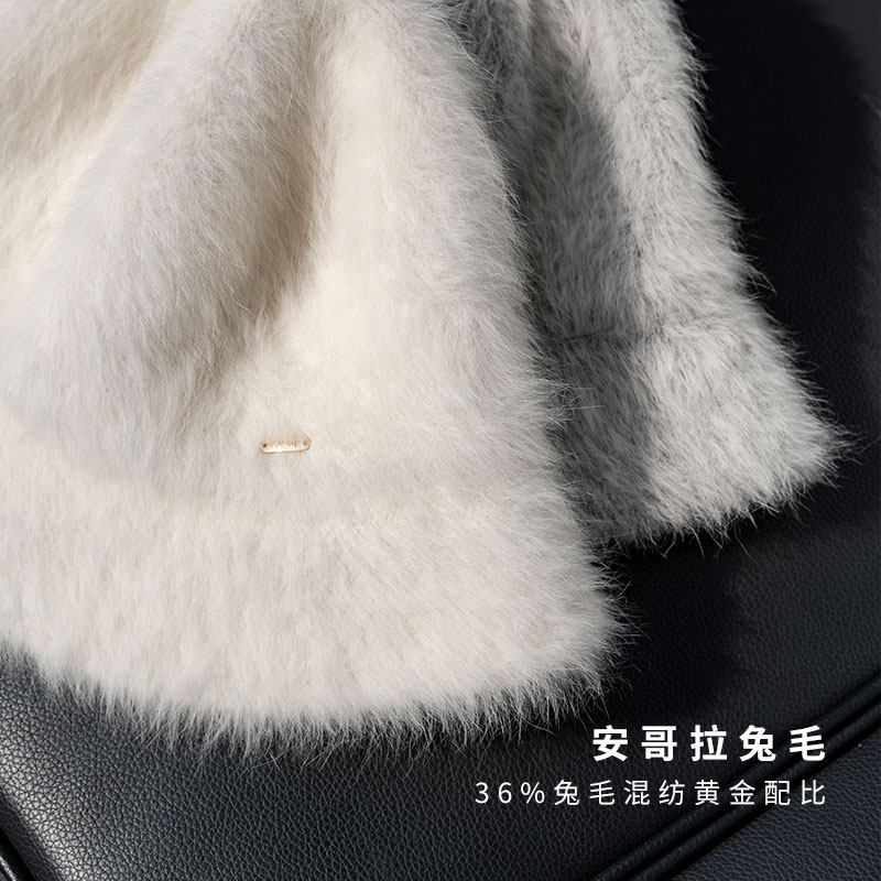 疯帽子 柔软加密长兔毛渔夫帽女 保暖纯色盆帽日常显脸小秋冬,淘宝优惠券,粉丝福利购,淘宝优惠卷