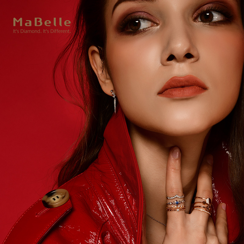 MaBelle/玛贝尔18K白金 钻石戒指 27颗粒钻石7分 玫瑰金不定做 - 图2