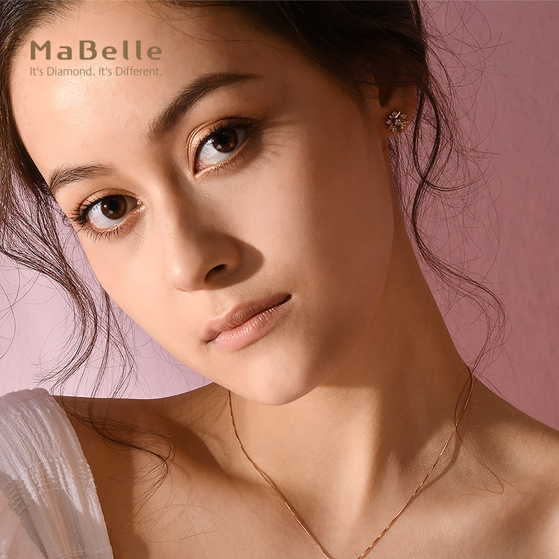 MaBelle/玛贝尔18K玫瑰金 雪花款钻石耳钉一对  简约大方 - 图1