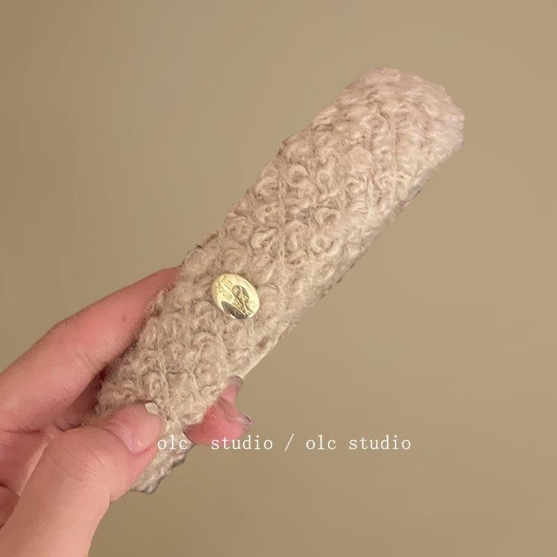奶里奶气~米色羔毛宽边发箍法式高颅顶发箍百搭简约头箍发卡头饰