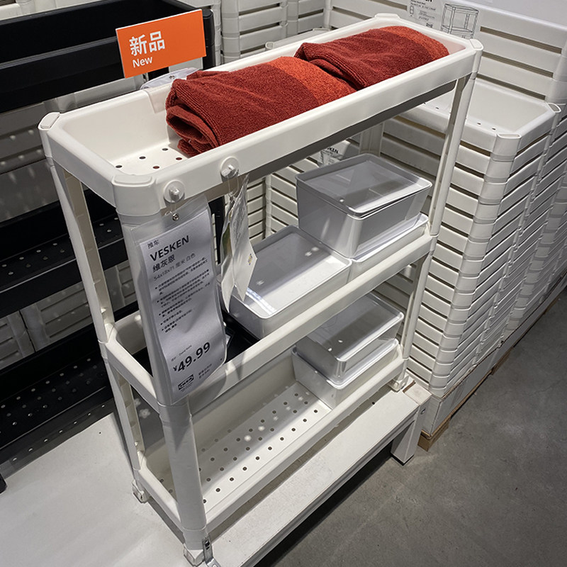 维灰恩浴室置物架小推车可移动厨房客厅宅缝夹缝落地收纳架卫生间 - 图3