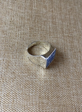 男士 青花瓷戒指 老瓷片板戒 925银 手工饰品 简约百搭 流行 古瓷