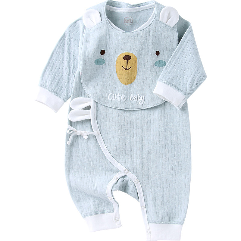 春秋匹马棉衣服初生婴儿绑带连体衣 爱笔笔母婴连身衣/爬服/哈衣
