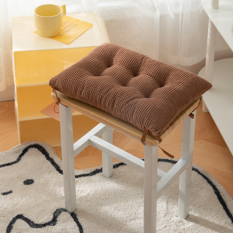 坐垫系带保暖加厚毛绒学生教室板凳长方形椅屁股垫软办公室餐椅垫