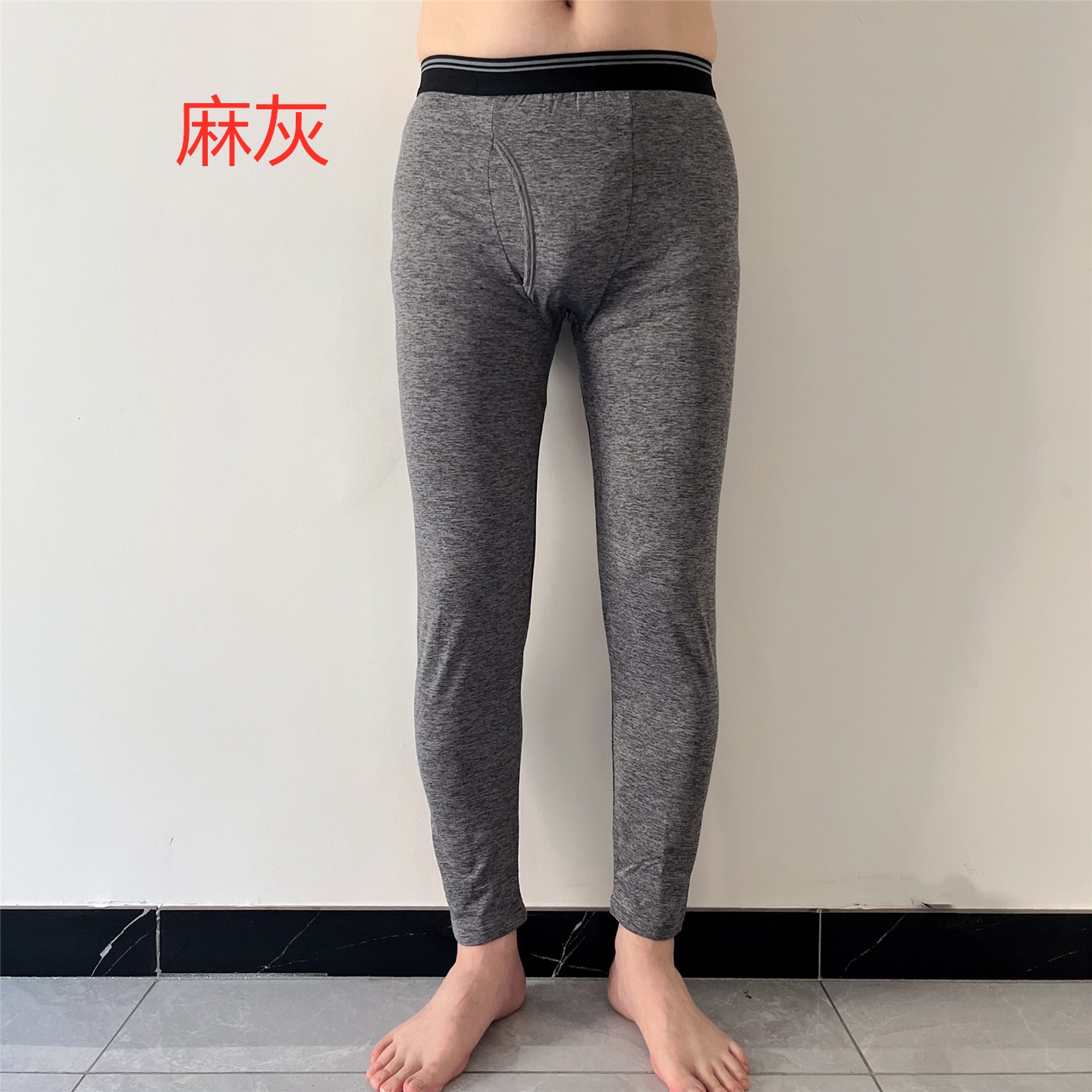 外贸日单秋冬速干保暖薄款男打底紧身长裤修身健身运动铲球9分裤 - 图0