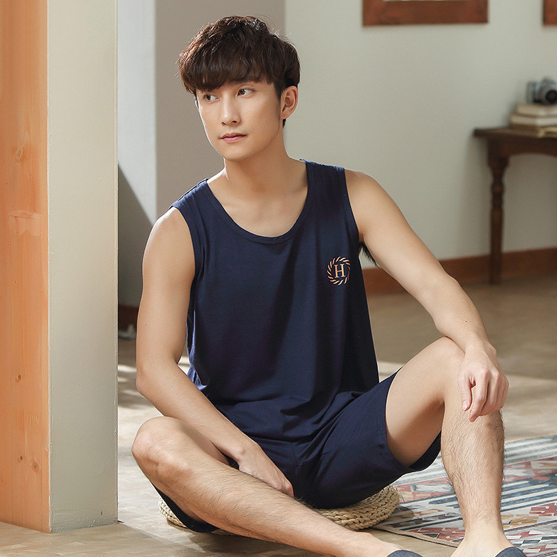 猫人男士睡衣家居服套装莫代尔背心 个十百内衣睡衣/家居服套装