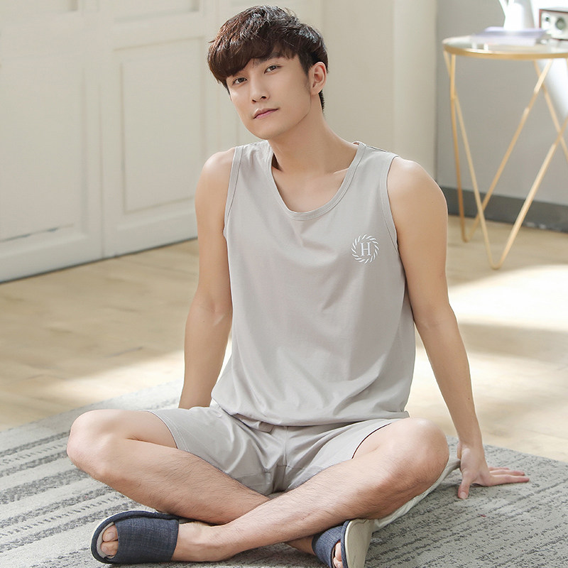 猫人男士睡衣家居服套装莫代尔背心 个十百内衣睡衣/家居服套装