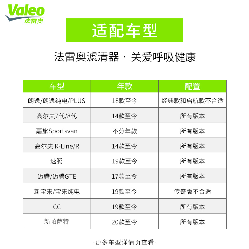 法雷奥适用大众新朗逸宝来高尔夫7/8速腾迈腾途观L途岳空调滤芯格 - 图2