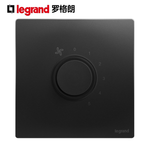 TCL罗格朗黑色吊扇调速器220V 风扇调速器变速电风扇风机开关86型