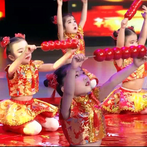 六一儿童冰糖葫芦表演服新年春节喜庆开门红幼儿中国结舞蹈演出服 - 图0