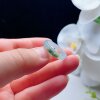 Natural jadeite square ring, milky white, yellowish green and sprinkled with gold