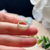 Natural jadeite ring clear water blue light yellow double color fresh
