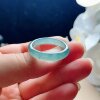 Natural jade ring blue and green floating flowers fresh jade ring