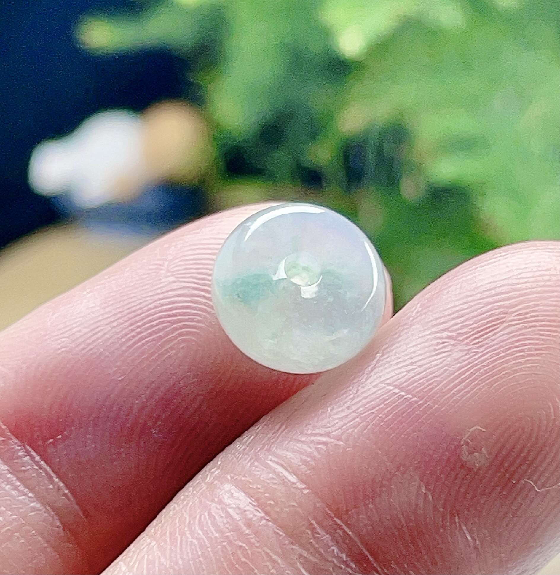 缅甸A货冰飘蓝花翡翠迷你路路通吊坠白月光平安扣手链锁骨链耳坠 - 图2