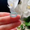 Natural jade square ring, blue and green small jade ring, fresh