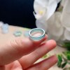 Natural jade square ring, blue and green small jade ring, fresh