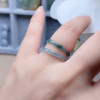 Natural emerald bamboo ring is bright blue and green