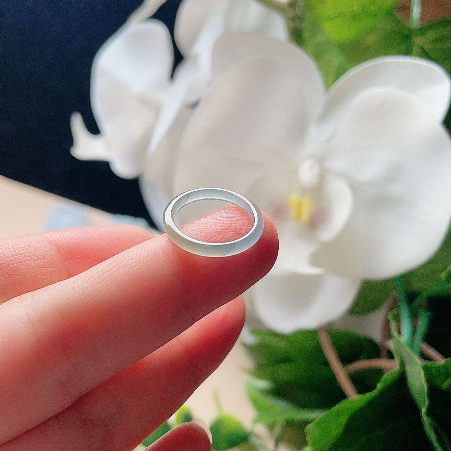 Natural jadeite ice ring clear water yellow and green double color