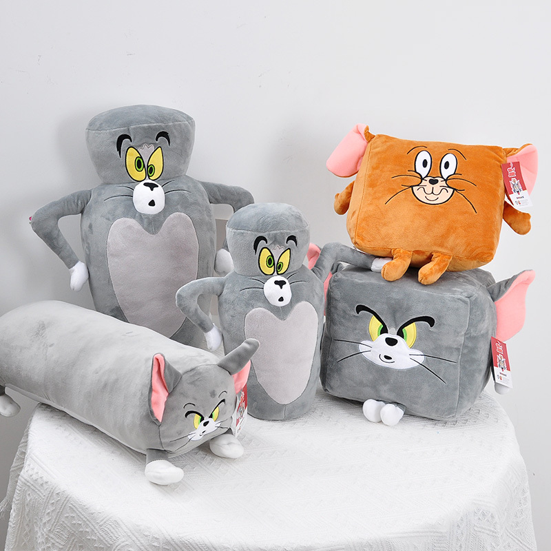 正版猫和老鼠变形款毛绒玩具可爱搞怪汤姆猫杰瑞鼠公仔卡通抱枕-图0