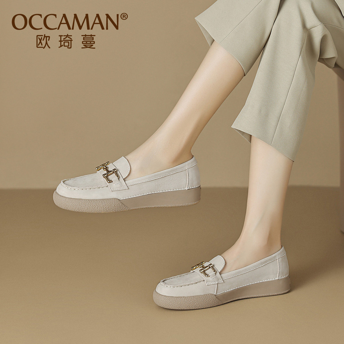 软底乐福鞋女真皮2025春季新款英伦女鞋一脚蹬豆豆鞋平底单鞋皮鞋,淘宝优惠券,粉丝福利购,淘宝优惠卷