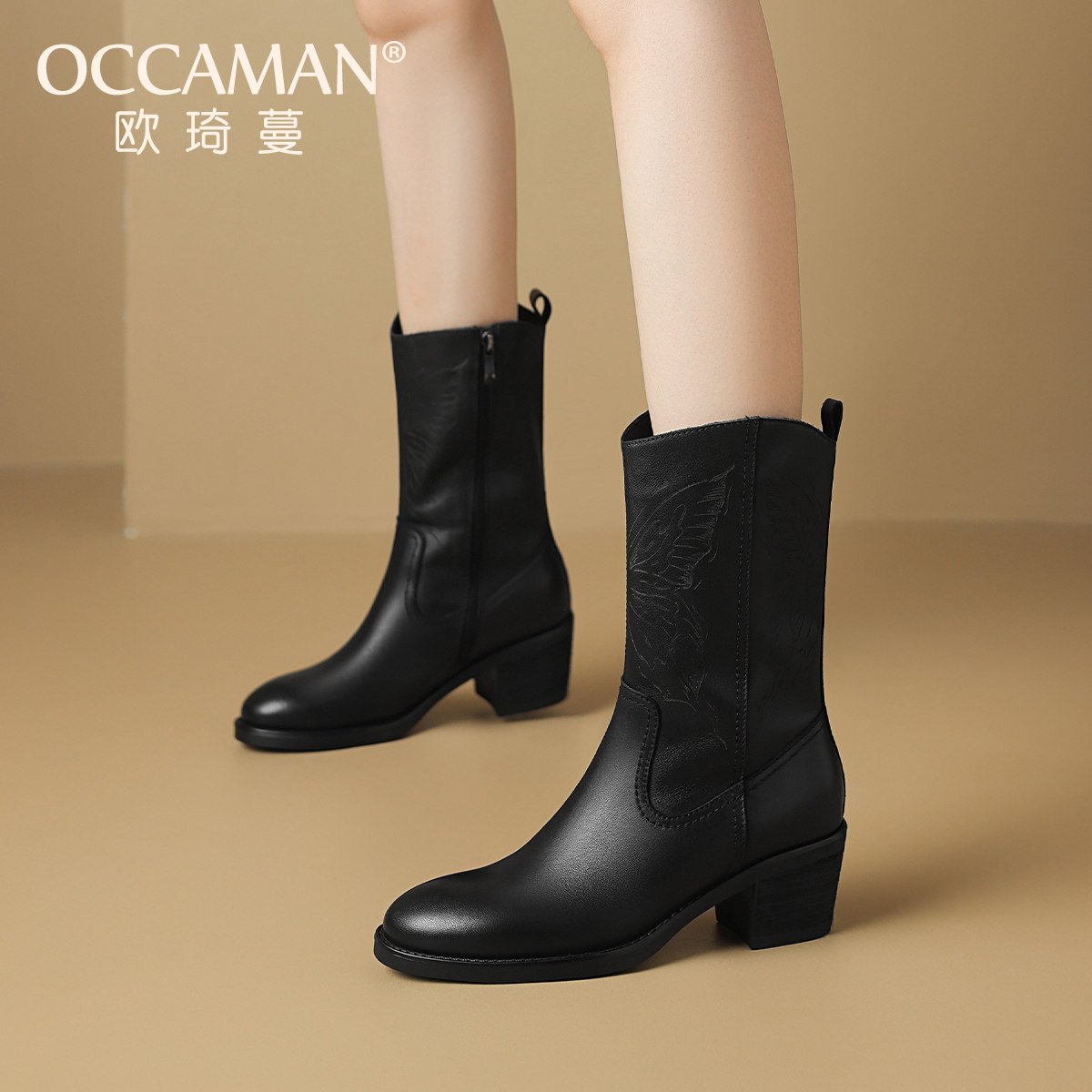 复古英伦高跟时装短靴24秋冬加绒保暖显瘦气质女靴【头层牛皮】,淘宝优惠券,粉丝福利购,淘宝优惠卷