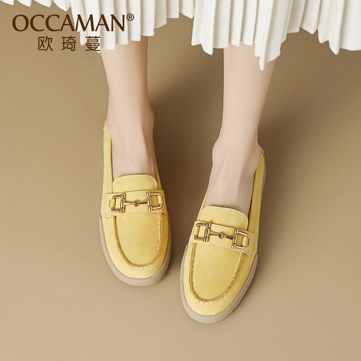 软底乐福鞋女真皮2025春季新款英伦女鞋一脚蹬豆豆鞋平底单鞋皮鞋,淘宝优惠券,粉丝福利购,淘宝优惠卷