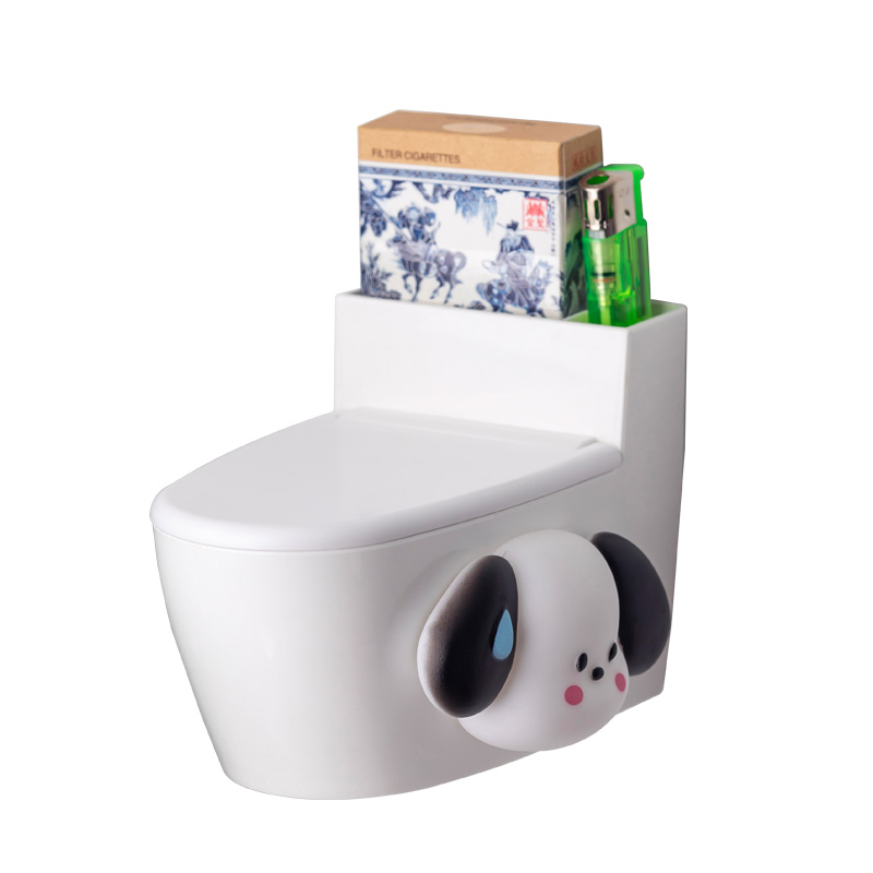 创意烟灰缸高级感家用厕所卫生间带盖防飞灰烟缸可爱小马桶壁挂式 - 图3