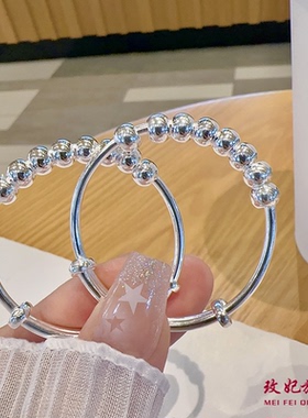 光珠银珠纯银手镯小孩子生日礼物