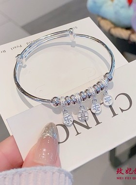 平安喜乐纯银手镯女轻奢高级感