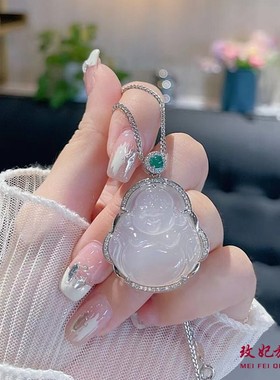 白玉髓佛纯银项链女个性时尚气质