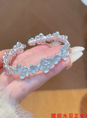 梅花开口纯银手镯女百搭时尚轻奢