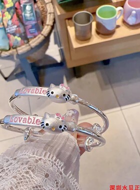 kt猫纯银手镯女卡通时尚可爱百搭