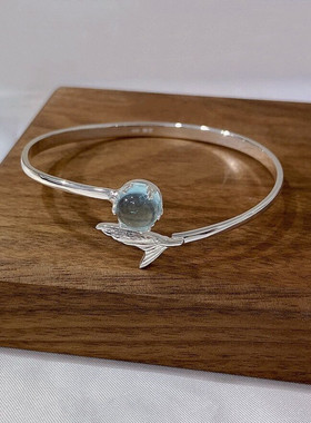 简约时尚女学生人鱼泡沫纯银手镯