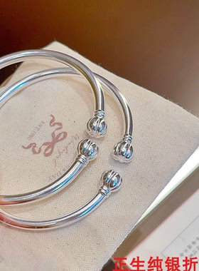 南瓜头开口纯银手镯女轻奢高级感