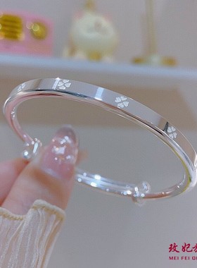 四叶草纯银手镯女个性气质网红