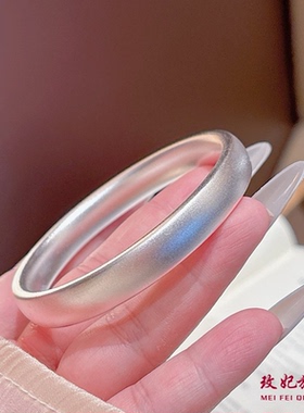 轮胎泥鳅背纯银手镯女简约百搭