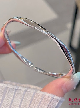 铜钱碎冰冰纯银手镯女时尚轻奢