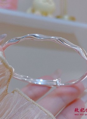 莫比乌斯扭纹纯银手镯女个性气质