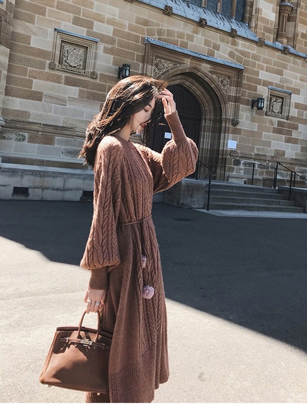 法式少女毛衣裙小清新灯笼袖连衣裙 jhmmsz服饰连衣裙